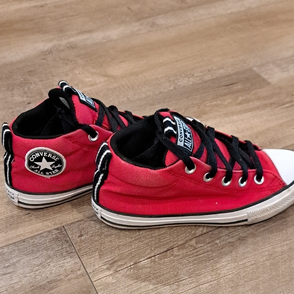 Converse Red and Black High-Top Sneakers - Picture 2 of 8